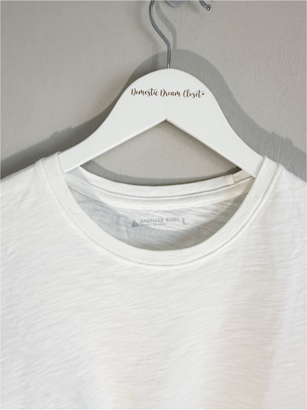 AMERICAN GIANT Women's White Premium Slub Crew Neck Tee Short Sleeve USA Size L - Picture 3 of 4